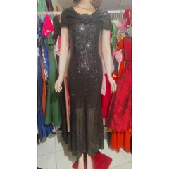 ĐẦM KIM SA DẠ HỘI DÁNG DÀI ôm TAY CHOÀNG VAI che bắp tay siêu đẹp DỰ TIỆC SIÊU XINH, Hang có sẵn giao ngay Màu đen