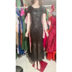 ĐẦM KIM SA DẠ HỘI DÁNG DÀI ôm TAY CHOÀNG VAI che bắp tay siêu đẹp DỰ TIỆC SIÊU XINH, Hang có sẵn giao ngay Màu đen