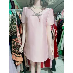 Đầm xuông Babydoll Đi Tiệc Chất Tafta đính kết đá  Bầu bì bon chen thoải mái Hang Thiết Kế Tiểu Thư Thanh Lịch Giá 290k