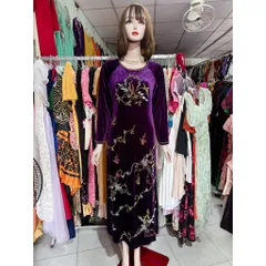 áo dài nhung tím