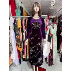 áo dài nhung tím