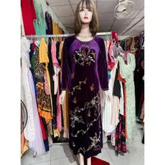 áo dài nhung tím