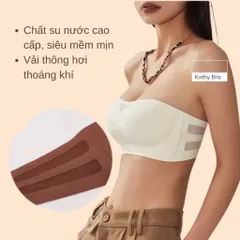 Áo ngực không dây chống tụt màu kem