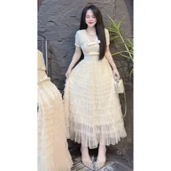 Đầm dáng dài váy ren trắng cổ V cao cấp váy nữ dự tiệc váy tiểu thư hàng loại 1