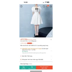 Đầm xòe đi tiệc cưới thiết kế cổ V, tay phồng sang trọng Hàng có sẵn giao ngay L Màu trắng Chất liệu tuyết mưa cao cấp