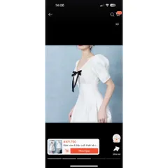 Đầm xòe đi tiệc cưới thiết kế cổ V, tay phồng sang trọng Hàng có sẵn giao ngay L Màu trắng Chất liệu tuyết mưa cao cấp