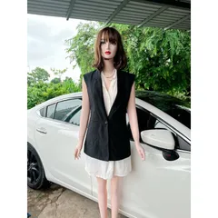 Áo khoác blazer Nữ From dài ghile không tay đi dự tiệc, dạo phố đi chơi, quẩy bar sang chảnh Có sẵn màu đen  Hàng có sẵn