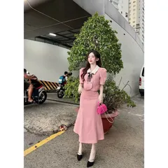 Set áo tiểu thư + kèm nơ như hình Chân váy đuôi cá siêu đẹp Hàng có sẵn giao ngay Dưới 65kg mặc đẹp Giá 390k/ cả set