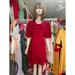 Đầm bigsize màu đỏ đô Tới 80kg mặc đẹp Hàng có sẵn giao ngay 2XL Giá 290k
