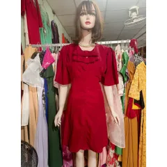 Đầm bigsize màu đỏ đô Tới 80kg mặc đẹp Hàng có sẵn giao ngay 2XL Giá 290k