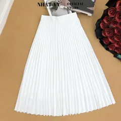 Chân váy trắng dáng dài xếp ly có lót chất liệu tuyết mưa cao cấp phù hợp công sở dạo phố sang chảnh -  Hàng có sẵn
