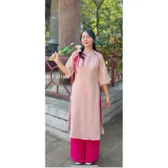 Áo Dài Cách Tân Bigsize Nữ Tay Lỡ, Phối Nút Dây Nơ, Chất Đũi Nhăn Cao Cấp – Mặc Tết, Lễ Hội Hàng có sẵn giao ngay