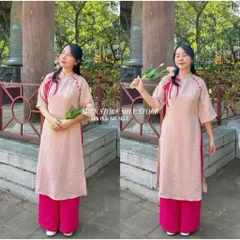 Áo Dài Cách Tân Bigsize Nữ Tay Lỡ, Phối Nút Dây Nơ, Chất Đũi Nhăn Cao Cấp – Mặc Tết, Lễ Hội Hàng có sẵn giao ngay