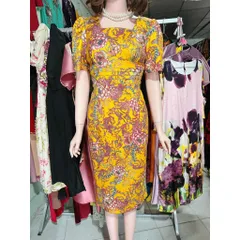 Đầm Nữ Dáng Bút Chì Ngắn Tay Họa Tiết Hoa Thanh Lịch  Hang có sẵn giao ngay Giá 299k Có đủ size SMLXL Co giãn mặc dễ