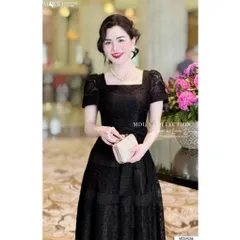 Đầm Thiết Kế Chất Ren Kén Tằm Dệt Khoang Chỉ Dáng Xoè  Hàng có sẵn giao ngay M Size SM Màu đen Giá 380k Đúp lót 2 lớp