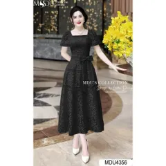 Đầm Thiết Kế Chất Ren Kén Tằm Dệt Khoang Chỉ Dáng Xoè  Hàng có sẵn giao ngay M Size SM Màu đen Giá 380k Đúp lót 2 lớp