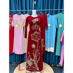 Áo dài nhung thêu tay