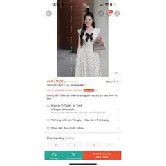Đầm be chấm bi dáng dài tiểu thư cổ bèo đính nơ đen Đầm maxi tiểu thư chấm bi cổ viền ren,VIỀN BÈO NHÚN
