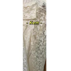 Đầm dự tiệc sang trọng chất ren chỉ thêu cao cấp dài tay ,đính nút bọc cổ tròn đính nơ thiết kế dáng dài maxi dài l