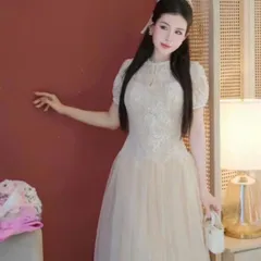 Đầm thiết kế dáng xoè dành cho nữ đi tiệc, đi làm váy nàng thơ dáng dài,đầm ren tiểu thư sang chảnh phối chân váy