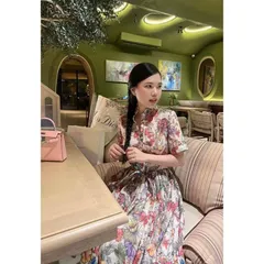 {Hình thật chụp sàn] Đầm maxi hoa họa tiết sang trọng dây thắt eo siêu xinh Hàng có sẵn giao ngay  Giá 299k