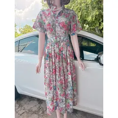 {Hình thật chụp sàn] Đầm maxi hoa họa tiết sang trọng dây thắt eo siêu xinh Hàng có sẵn giao ngay  Giá 299k