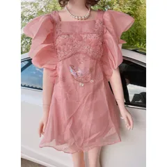 ĐẦM XUÔNG VOAN TAY CÁNH TIÊN ĐÍNH CƯỜM Giá 390k ( shop khác đang bán gần 6xx) Hàng coa sẵn giao ngay  Có màu hồng + xanh