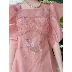 ĐẦM XUÔNG VOAN TAY CÁNH TIÊN ĐÍNH CƯỜM Giá 390k ( shop khác đang bán gần 6xx) Hàng coa sẵn giao ngay  Có màu hồng + xanh