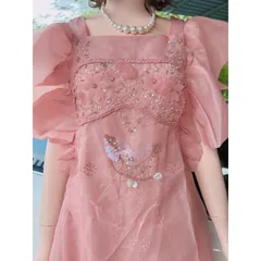 ĐẦM XUÔNG VOAN TAY CÁNH TIÊN ĐÍNH CƯỜM Giá 390k ( shop khác đang bán gần 6xx) Hàng coa sẵn giao ngay  Có màu hồng + xanh