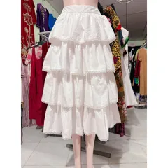 chân váy chữ A viền xếp tầng Màu trắng Hàng có sẵn giao ngay  Eo có bo chun co giãn dễ mặc Giá 199k Đủ size SML
