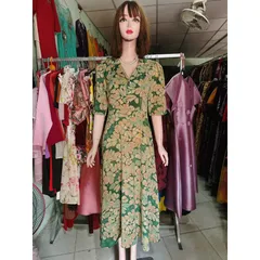 Đầm hoạ tiết Trung Niên Đi Tiệc Hoa Cho Mẹ 3D Lịch Sự Sang Trọng Hàng có sẵn giao ngay L Giá 290k Chất liệu lụa mango