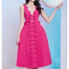 Đầm đính nơ dự tiệc dáng dài nổi bật màu hồng cánh sen siêu đẹp Giá 490k, người ta đang bán gần 9xx Hàng có sẵn giao