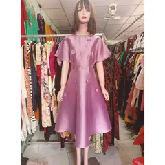 Đầm tatta đính hoa nổi Hàng có sẵn giao ngay Đủ size tới 3XL, dưới 75kg mặc đẹp Sẵn màu tím và màu hồng