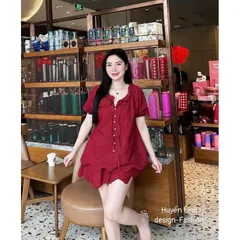 SET ĐỤC LỖ TAY DÀI CHẤT THÔ BOIL MỀM HÀNG 2 LỚP Hàng có sẵn giao ngay Size SML mặc đẹp Màu đỏ đô Giá 290k/ cả set