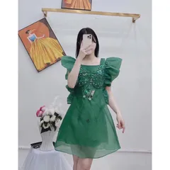 ĐẦM XUÔNG VOAN TAY CÁNH TIÊN KẾT CƯỜM thủ công tỉ mỉ - chất voan tơ lót lớp trong mặc nhẹ , mát , đúp lót 2 lớp