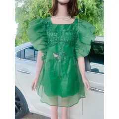 ĐẦM XUÔNG VOAN TAY CÁNH TIÊN KẾT CƯỜM thủ công tỉ mỉ - chất voan tơ lót lớp trong mặc nhẹ , mát , đúp lót 2 lớp
