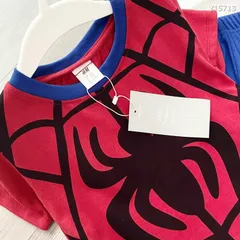 BỘ ĐÙI BÉ TRAI NHÊN ĐỎ PHỐI XANH BỘ NHỆN MARVEL  CHẤT COTTON 100% LÀ CỰC PHẨM  Size 160 trên 30kg mặc Giá 160k/ cả bộ
