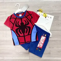 BỘ ĐÙI BÉ TRAI NHÊN ĐỎ PHỐI XANH BỘ NHỆN MARVEL  CHẤT COTTON 100% LÀ CỰC PHẨM  Size 160 trên 30kg mặc Giá 160k/ cả bộ