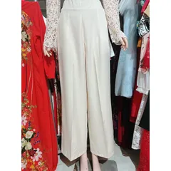 Quần ống rộng màu kem
