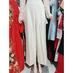 Quần ống rộng màu kem