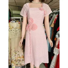 Đầm ren đúp lót 2 lớp kết hoa siêu đẹp Hàng có sẵn giao ngay Màu hồng baby Giá 299k Size SMLXL