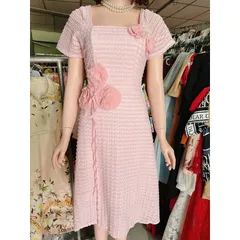 Đầm ren đúp lót 2 lớp kết hoa siêu đẹp Hàng có sẵn giao ngay Màu hồng baby Giá 299k Size SMLXL