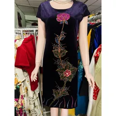 Đầm thêu đính siêu đẹp, sang trọng, thời trang , dáng ôm, che bụng, kích thước lớn, đầm midi ngang đầu gối Hàng có sẵn