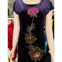 Đầm thêu đính siêu đẹp, sang trọng, thời trang , dáng ôm, che bụng, kích thước lớn, đầm midi ngang đầu gối Hàng có sẵn