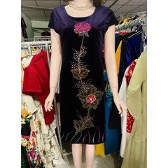 Đầm thêu đính siêu đẹp, sang trọng, thời trang , dáng ôm, che bụng, kích thước lớn, đầm midi ngang đầu gối Hàng có sẵn