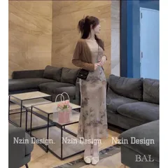 set gồm áo khoác kèm đầm hoa siêu đẹp