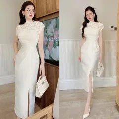 Đầm body dự tiệc tiểu thư tay ngắn phối ren thiết kế xẻ tà nhấn eo sang chảnh kèm mẫu chụp thật Hàng có sẵn giao ngay