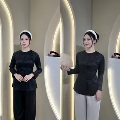 ÁO LẺ BÀ BA ( KHÔNG QUẦN ) - VẢI GẤM TAY DÀI NÚT NGỌC  Hàng có sẵn giao ngay Đủ size Giá 190k ( áo) Quần 100k/ cái