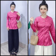 ÁO LẺ BÀ BA ( KHÔNG QUẦN ) - VẢI GẤM TAY DÀI NÚT NGỌC  Hàng có sẵn giao ngay Đủ size Giá 190k ( áo) Quần 100k/ cái