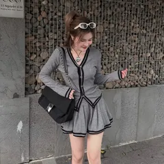 Sét nữ dài tay áo cardigan kèm chân váy xếp ly, bộ len tăm áo và chân váy xòe Hàng có sẵn giao ngay Giá 290k